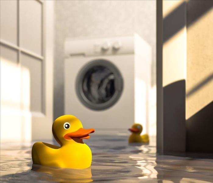 rubber duck in flooded room